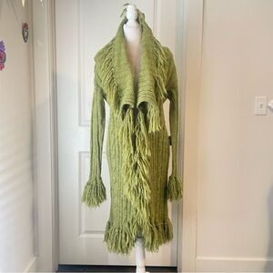 Perika Peruvian Trading Co Cable knit Green Sweater Coat Sz L